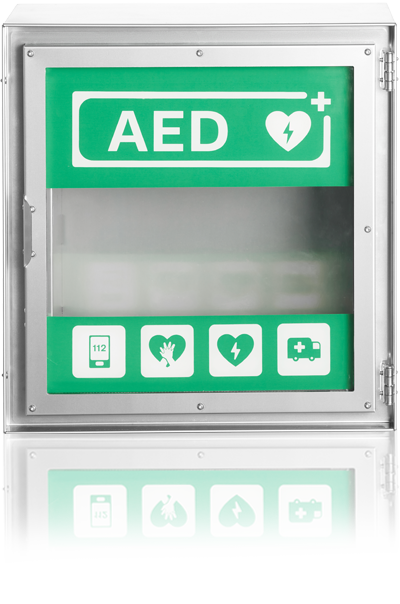 AED cabinet front
